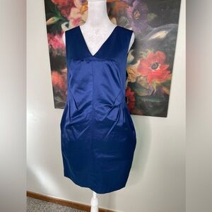 ROBERT RODRIGUEZ New Blue Cotton Satin Sheath Career Cocktail Party Dress 8